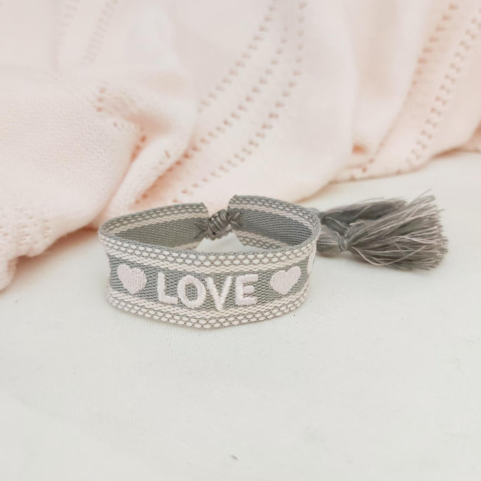 LOVE grey/pink word bracelet