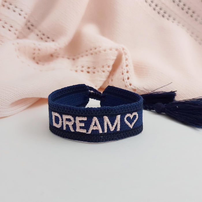 DREAM blue/pink word bracelet