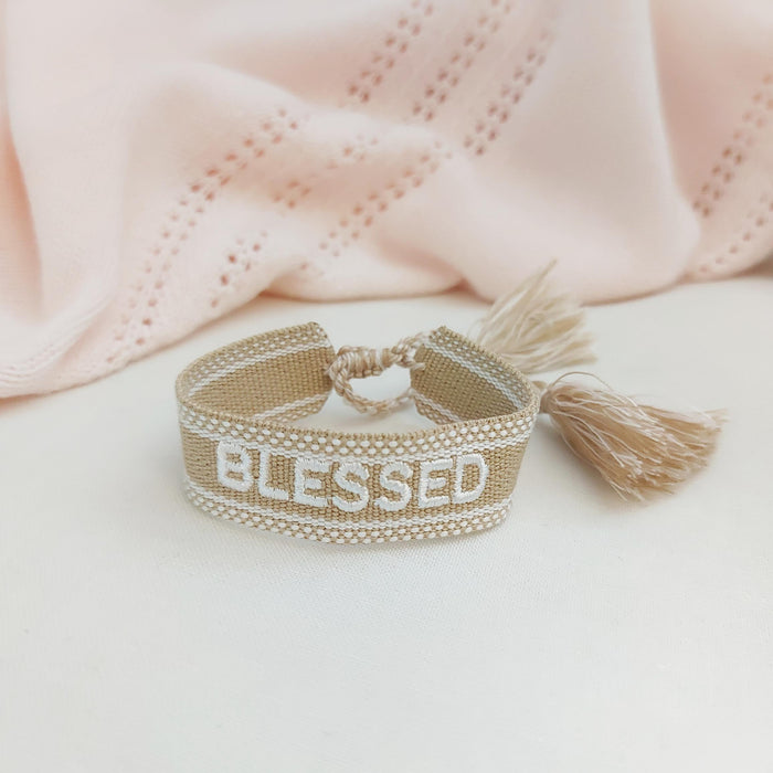 BLESSED kaki word bracelet