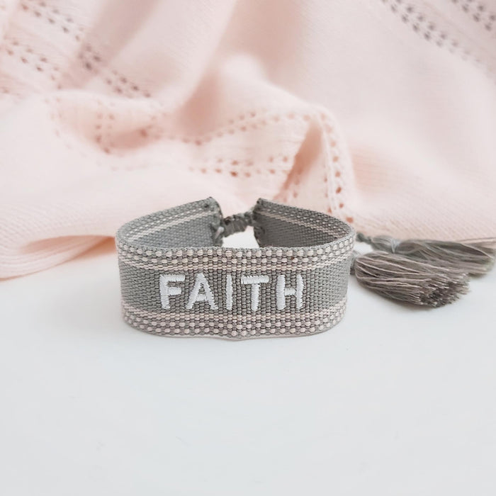 FAITH grey word bracelet