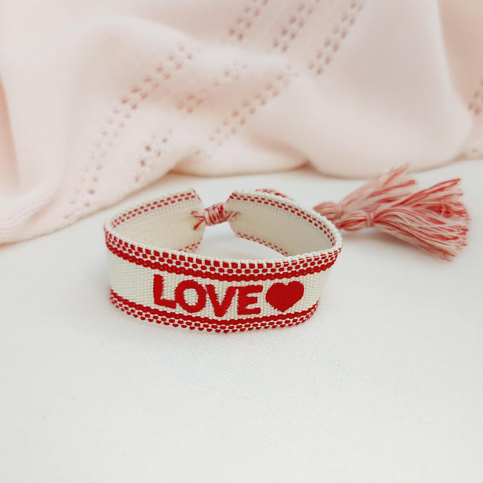 LOVE red/beige word bracelet