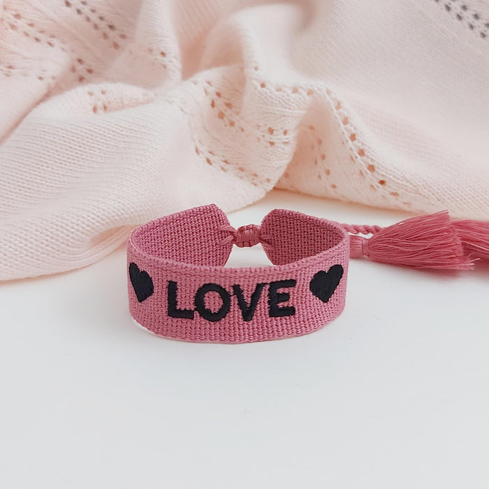 LOVE pink/black word bracelet