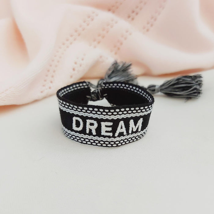 DREAM black word bracelet