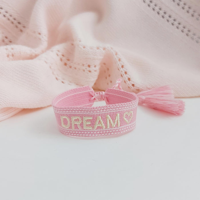 DREAM pink word bracelet