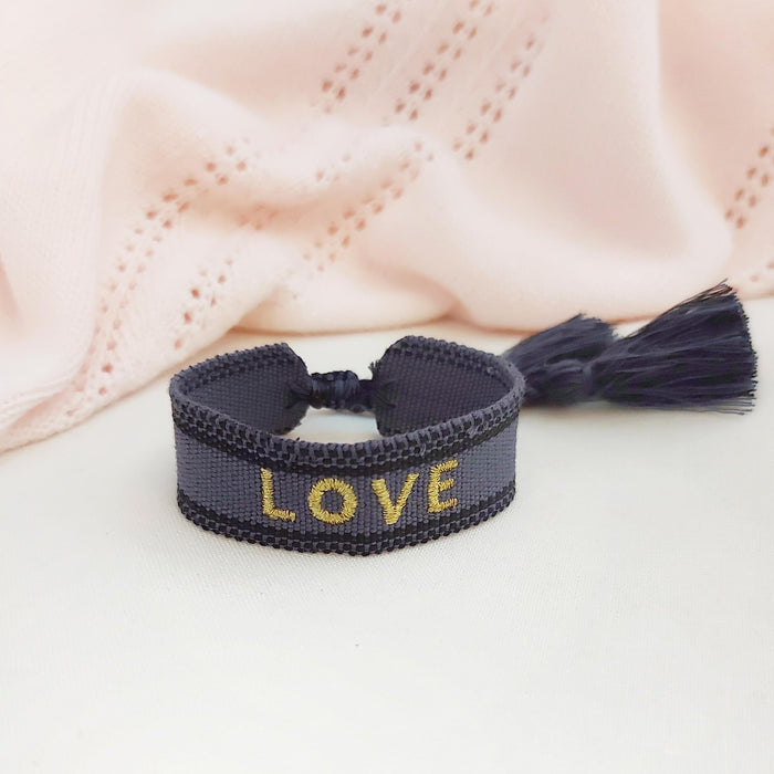 LOVE blue/gold word bracelet