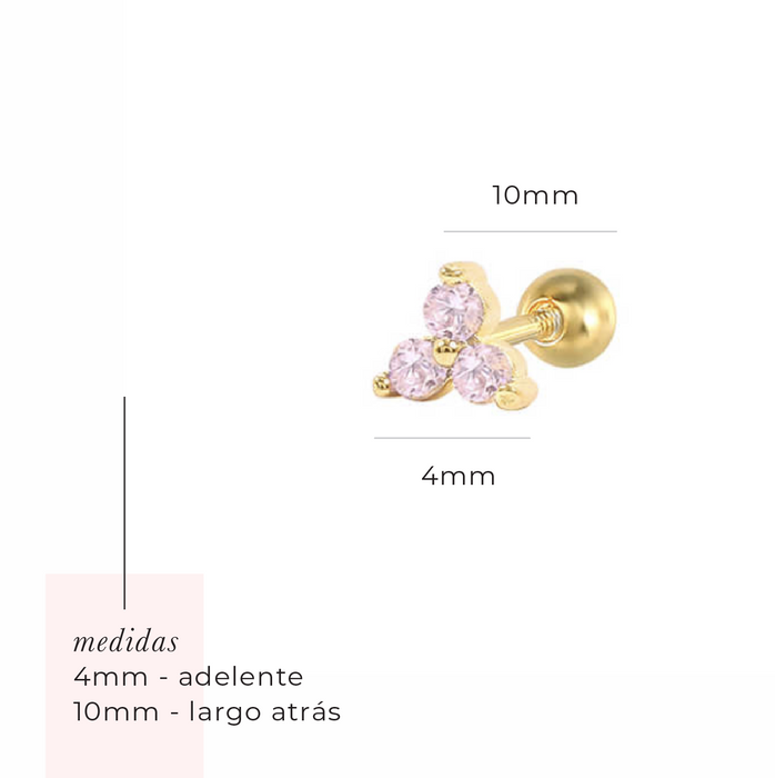 mini trio pink stud 925