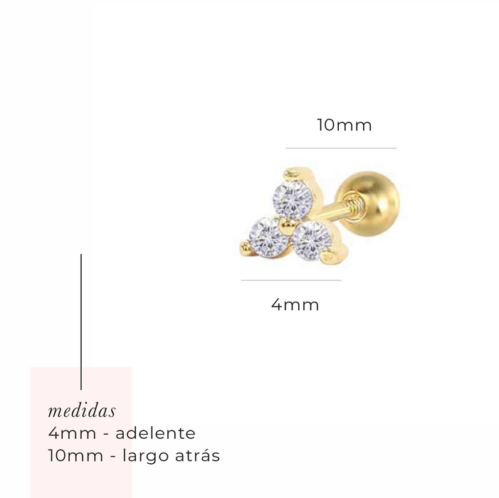 mini trio stud earrings 925