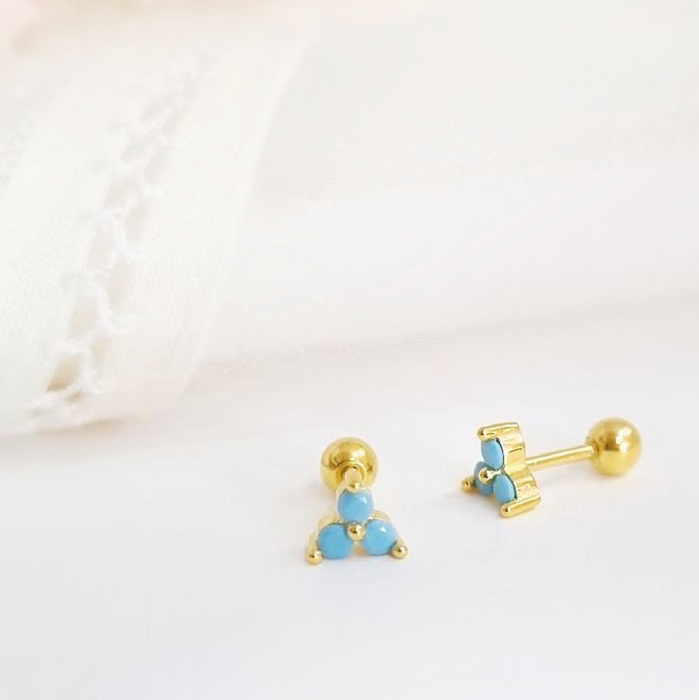 mini trio turquoise stud 925