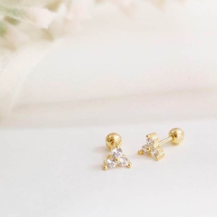 mini trio stud earrings 925