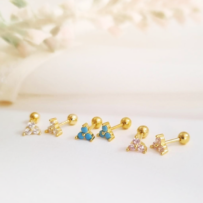 mini trio stud earrings 925