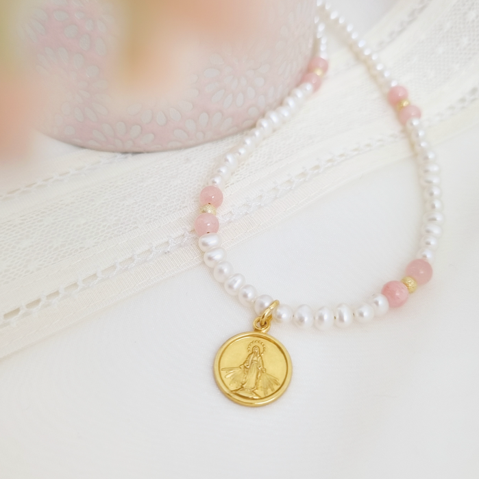 pearl necklace 925 - escoge las piedras y medalla