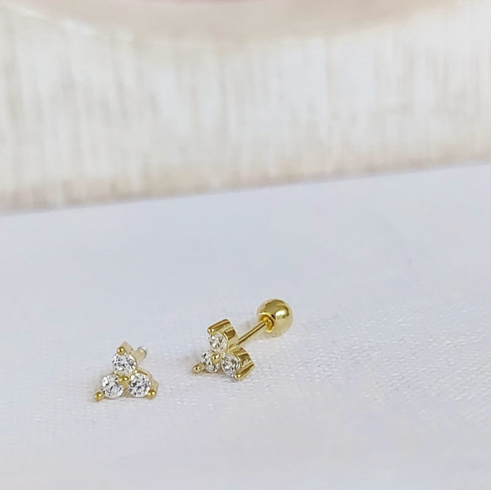 mini trio stud earrings 925